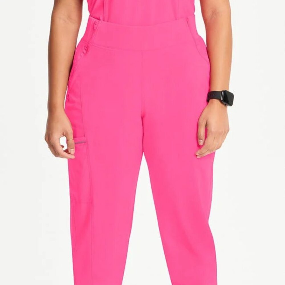 Cherokee Infinity Women's Elastic Waistband Pink Jogger Scrub Pants Size XL